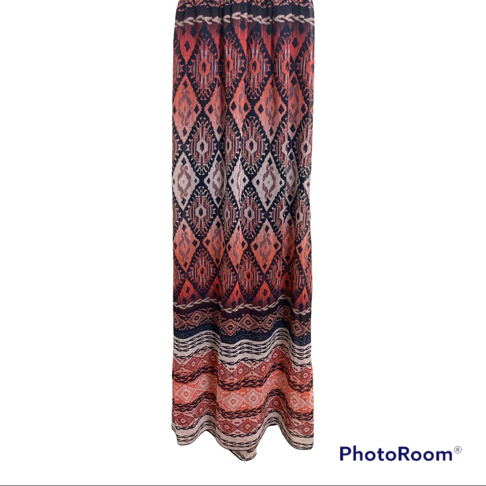 Trixxi Maxi Sun Dress Sleeveless w Navy Crocket Open back 100%Polyester Small - Picture 6 of 13
